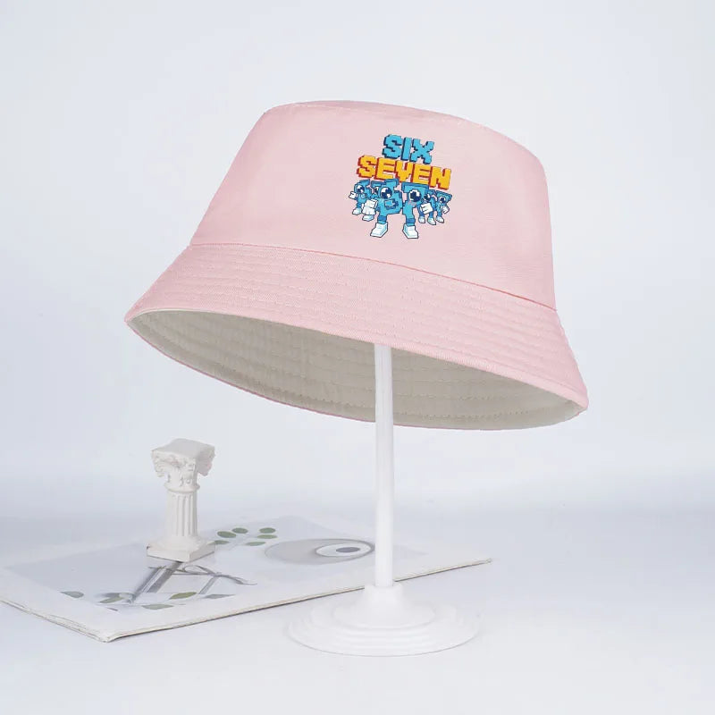 Pixel Robot Fisherman Hat for Kids | Digital Cartoon Sun Hat additional angle