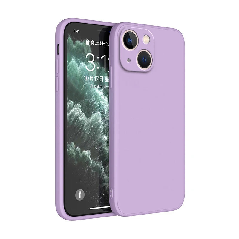Square Square Liquid Silicone Phone Case for iPhone 14 Plus 11 12 13 14 Pro Max 12 13 mini Luxury Camera Protective Cover