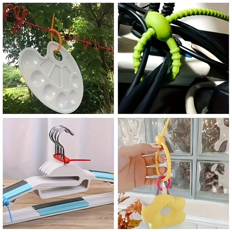 Silicone Reusable Cable Organizer Storage Bag Tie, Wire Management Zipper Tie, Multi-Functional Bag Clip, Organizer Clip Cable