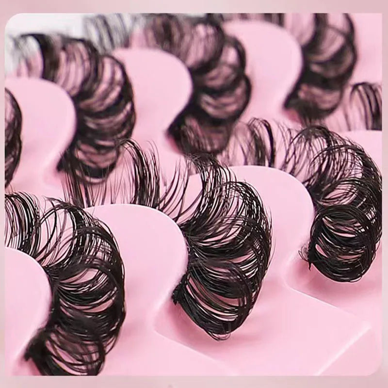 Simple Application Dramatic Russian 3D Mink Strip Lashes 10 Pairs Fake Eyelashes For M close-up view