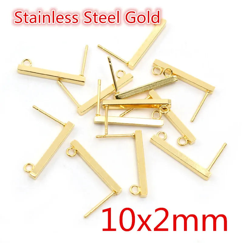 20pcs 316 Stainless Steel Gold Color Geometric Earring Stud Earring Posts Connector f lifestyle view