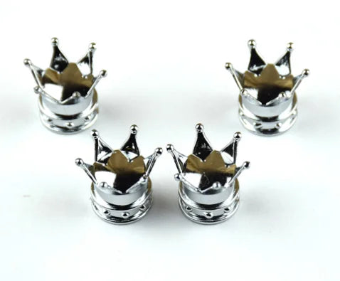 4 PCS Universal Crown Wheel Valve Covers Air Dustproof Waterproof Car Motorcycle Tyre lifestyle view