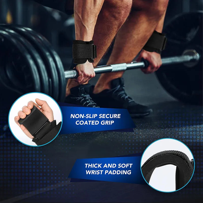 Weight Lifting Hook Grips with Wrist Wraps | Gym Fitness Hand Bar Straps lifestyle view