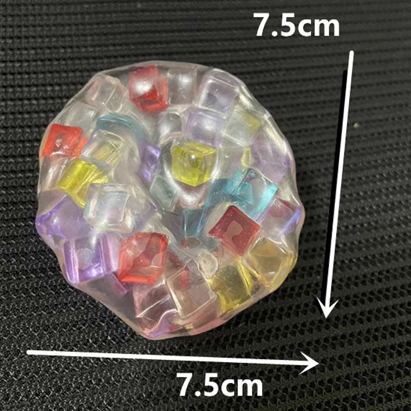 Rainbow Cube Stress Ball TPR Bead Pressure Reducing Decompression Pinch Ball for Ch additional angle