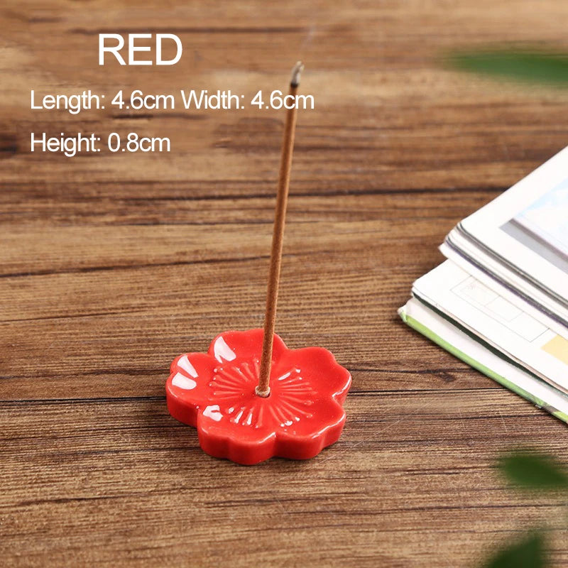 Ceramic Cherry Blossom Incense Holder | Aromatherapy Burner for Home & Office close-up view