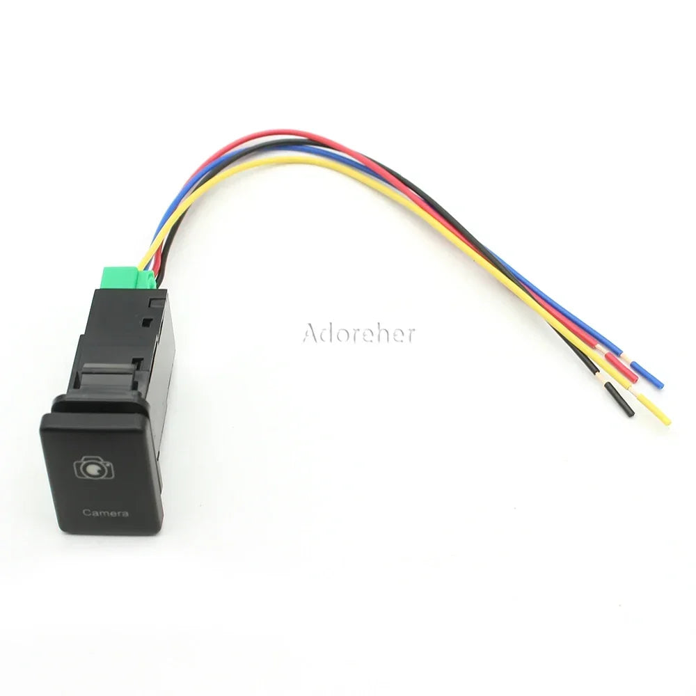 Blue LED Light Car Front Camera Switch Push Button with Wire for Toyota lifestyle view