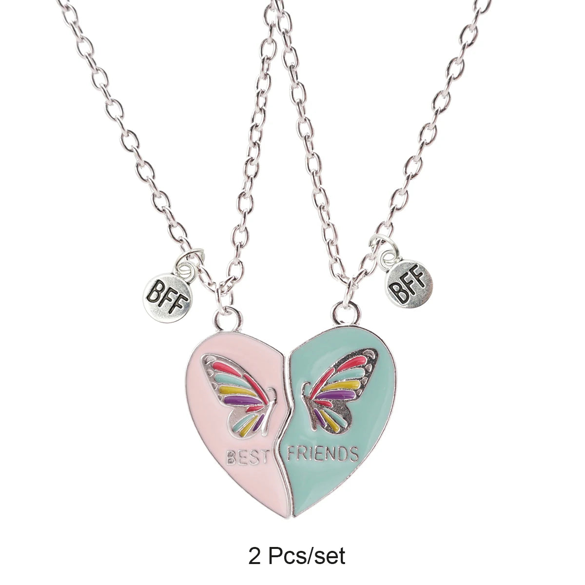 Broken Heart Best Friends Pendant Set | Magnetic Adjustable Lover Necklace for Women lifestyle view