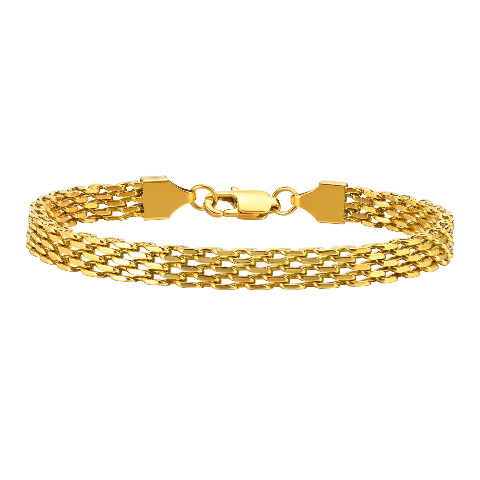 Stainless Steel Mesh Link Chain Bracelet | Unisex Italian Chain Jewelry Gift detail view