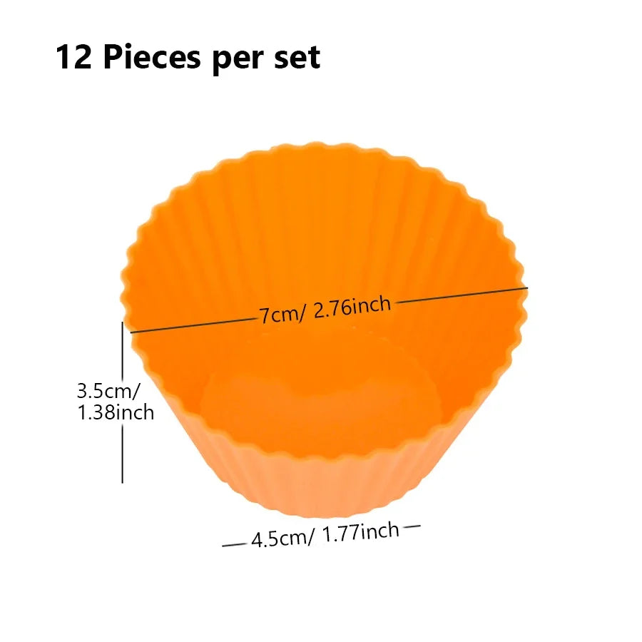 12Pcs Silicone Cup Cake Tool Bakeware Baking Mold Cupcake and Muffin for Cake Makin additional angle