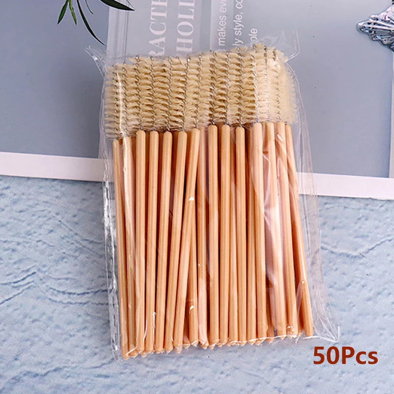Disposable Eyelash Brushes 50 Pack | Mascara Wands Applicator Spoolies for Lash Ext additional angle