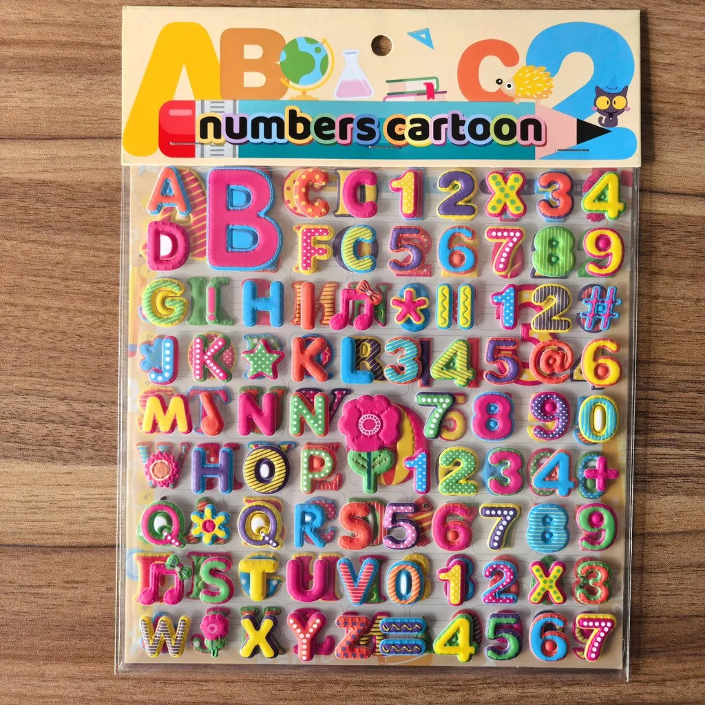 9 Styles Cute Double Layer 3D Foam Stickers | Alphabet, Cars, Food Cartoon for DIY No lifestyle view