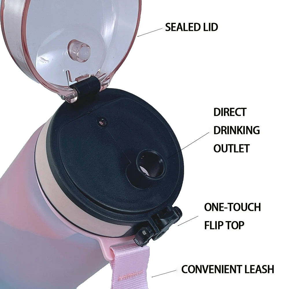 Large Capacity Motivational Sports Water Bottle 500ML/1000ML - Leak Proof Portable Reu close-up view