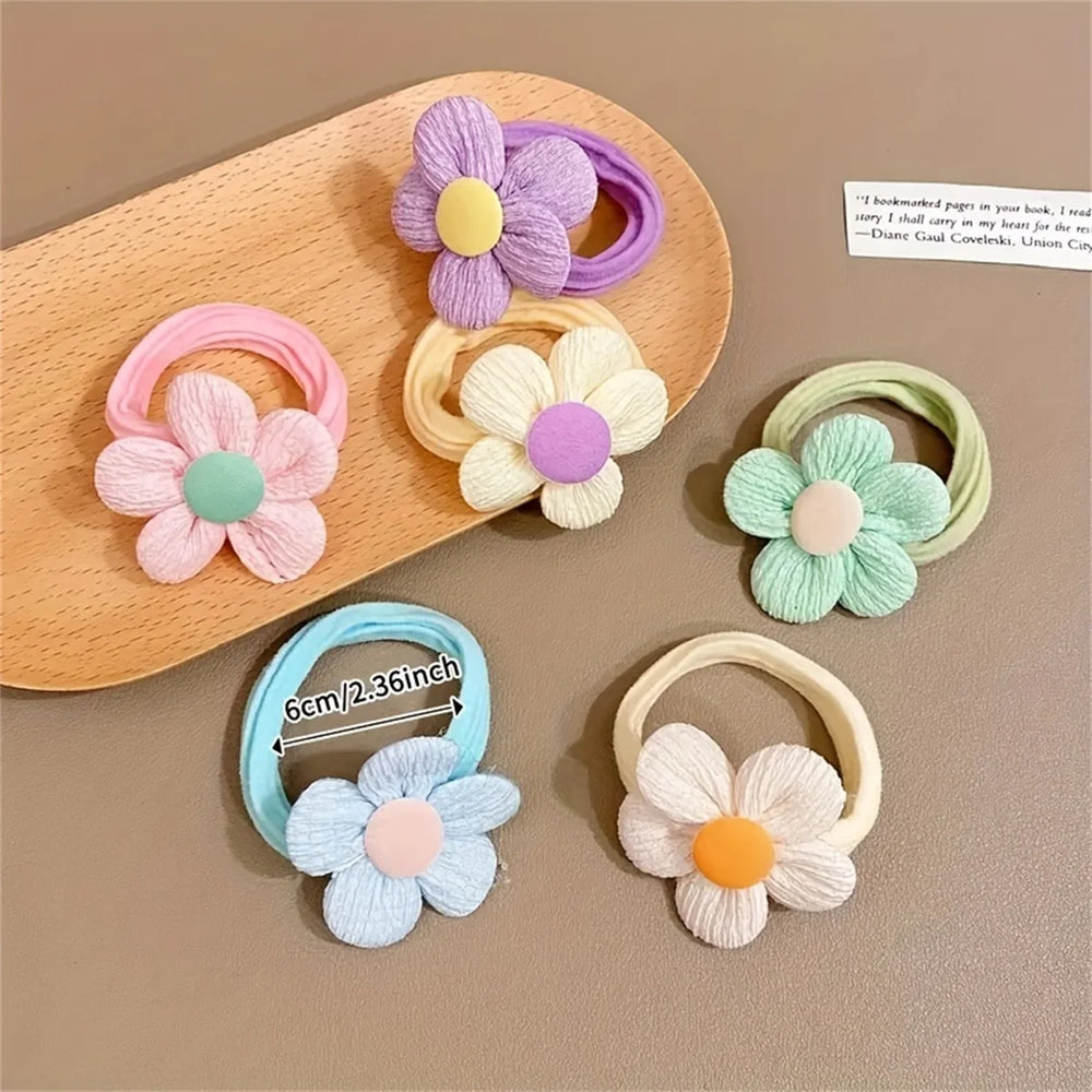 6/12PCS New Cut Hair Ties Princess Sweet Flower Bow Girls Women Elastic Hair Bands Hair detail view