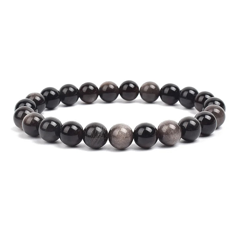 Natural Stone Beads Bracelet For Women Men Amethysts Crystal Quartzs Aquamarines Jade alternate view