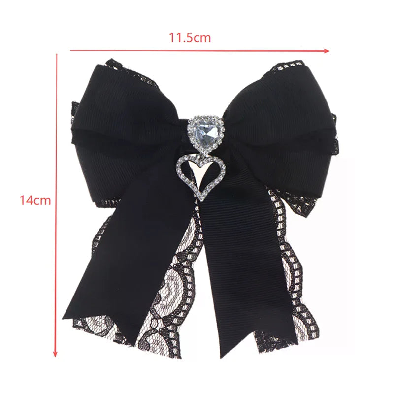 Women's Lace Bow Tie Brooches Hairclip Heart Shape Rhinestone Pendant Lolita Skirt Ac lifestyle view