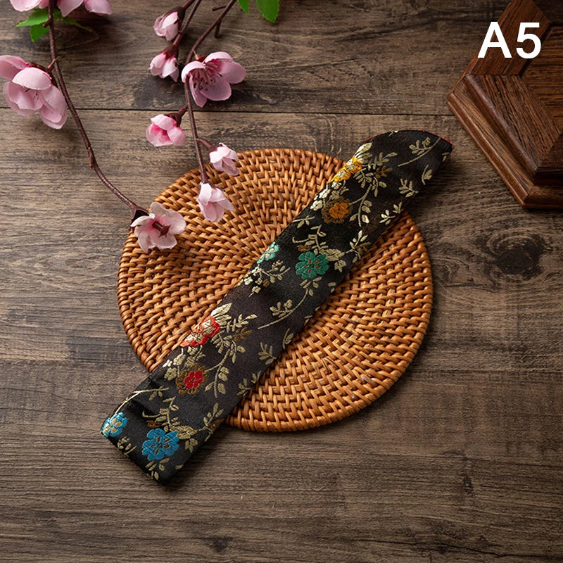 Embroidered Folding Fan Cover Pouch | Silk Fan Protector detail view
