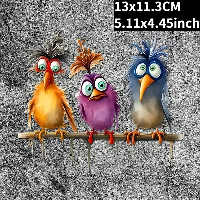 Funny Cartoon Bird Window Stickers | Self-Adhesive PVC Home Decals close-up view