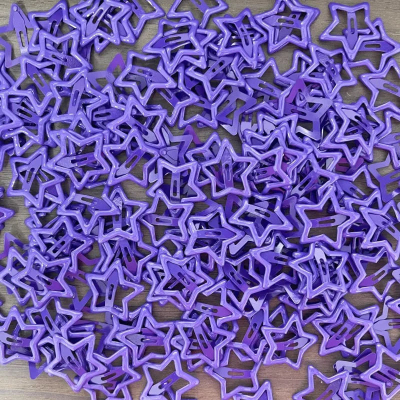 KYDZSW 10Pcs Children Cute Colors Geometric Stars Ornament Hair Clips Girls Lovely Sweet detail view