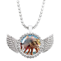 25mm Angel Wing Necklace | Italian Brainrot Pendant Funny Animal Jewelry Gift close-up view