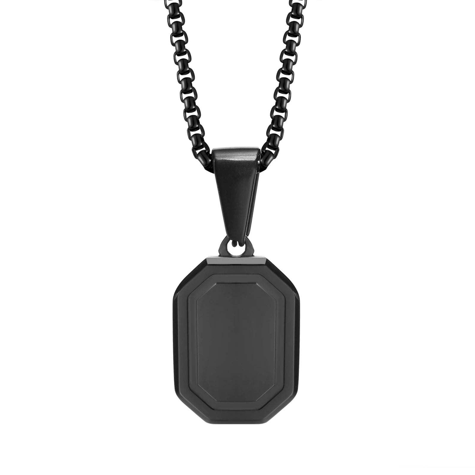 Vnox Initial Geometric Necklaces for Men Women, Stainless Steel Square Rectangle Pendant, A-Z 26 Letters Alphabet Boy Collar