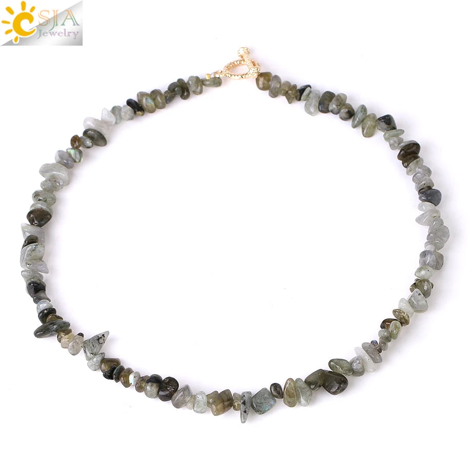 Natural Chip Stone Choker Necklace | Bohemia Crystal Bead Jewelry alternate view