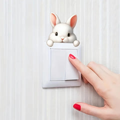 Cute Rabbit Light Switch Phone Wall Stickers | DIY Cartoon Animal PVC Decals detail view
