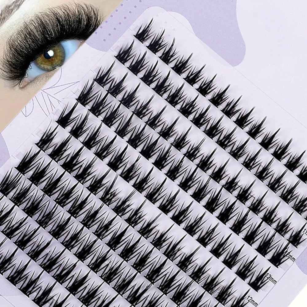 Individual Lashes 160 Clusters Soft Ribbon Segmented False Bundles Eyelashes DIY Individual Clusters Lash Extensions