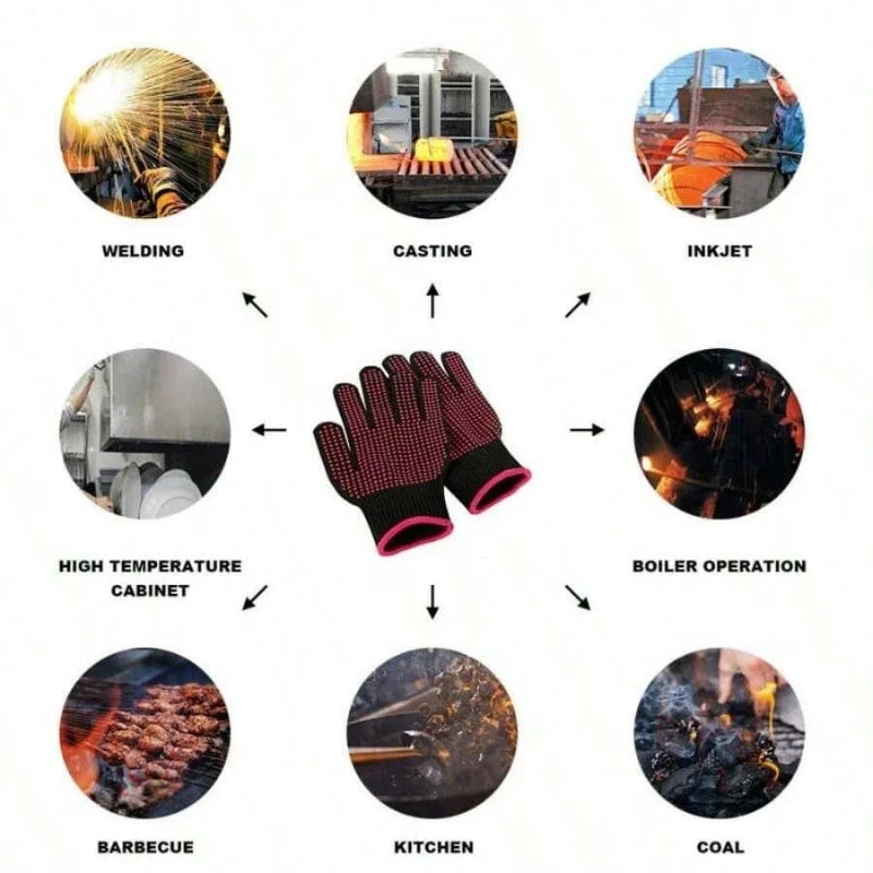 1 Pair Heat Resistant Oven Gloves | Cut Resistant Non Slip Silicone BBQ Gloves for Ki lifestyle view