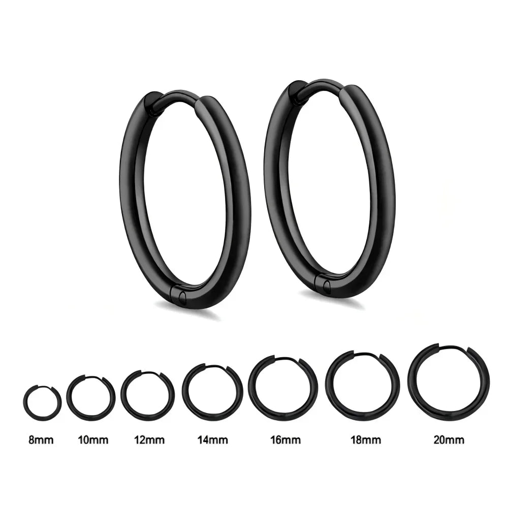 2.5mm Stainless Steel Hoop Earrings for Women Men Stackable Round Gold Color Hiphop St close-up view
