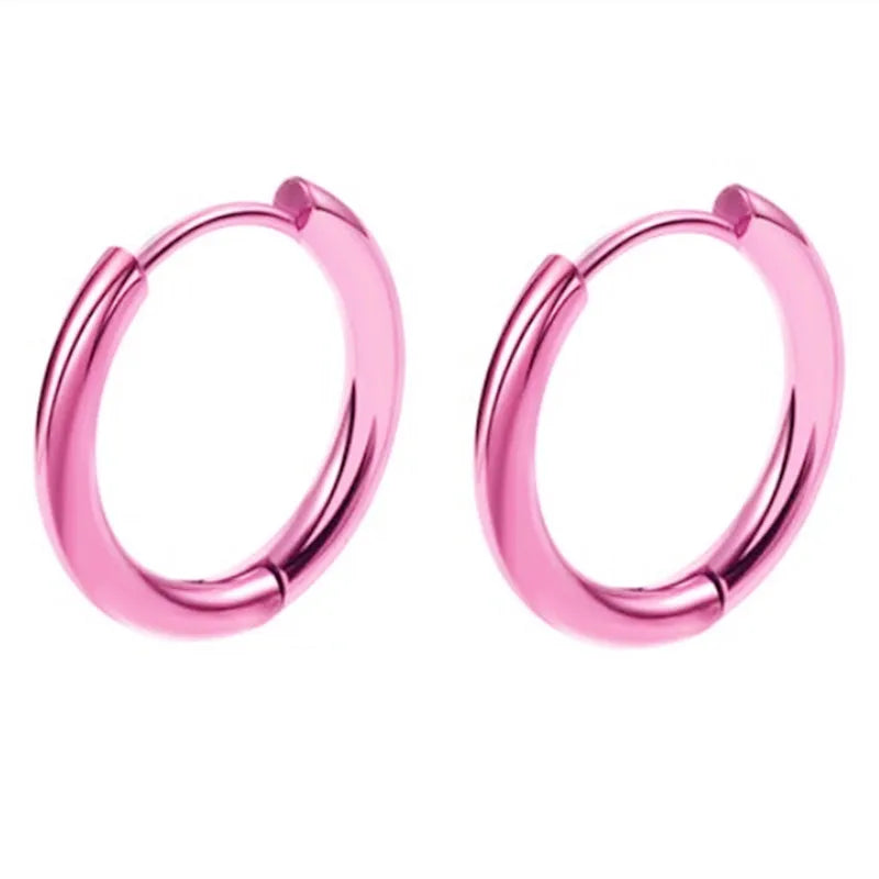 Stainless Steel Huggie Hoop Earrings | Unisex Cartilage Helix Tragus Jewelry close-up view