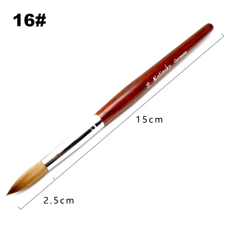 Kolinsky Acrylic Nail Art Brush Wood Handle Nail Art Mink Brush Gel Builder Nail Tools M detail view