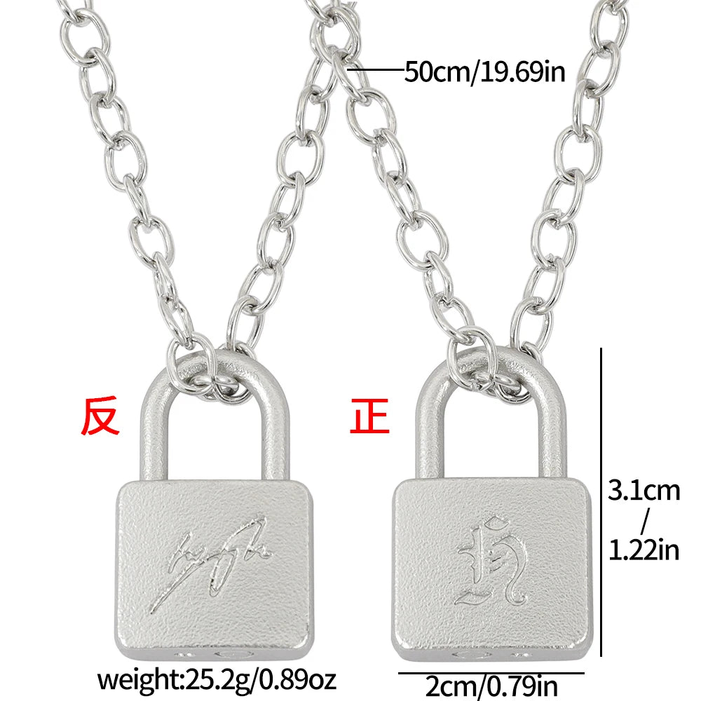 Fashionable Creative Hyunjin Lock Necklace Same As Huang Xuanchen's Style New Punk Ne alternate view