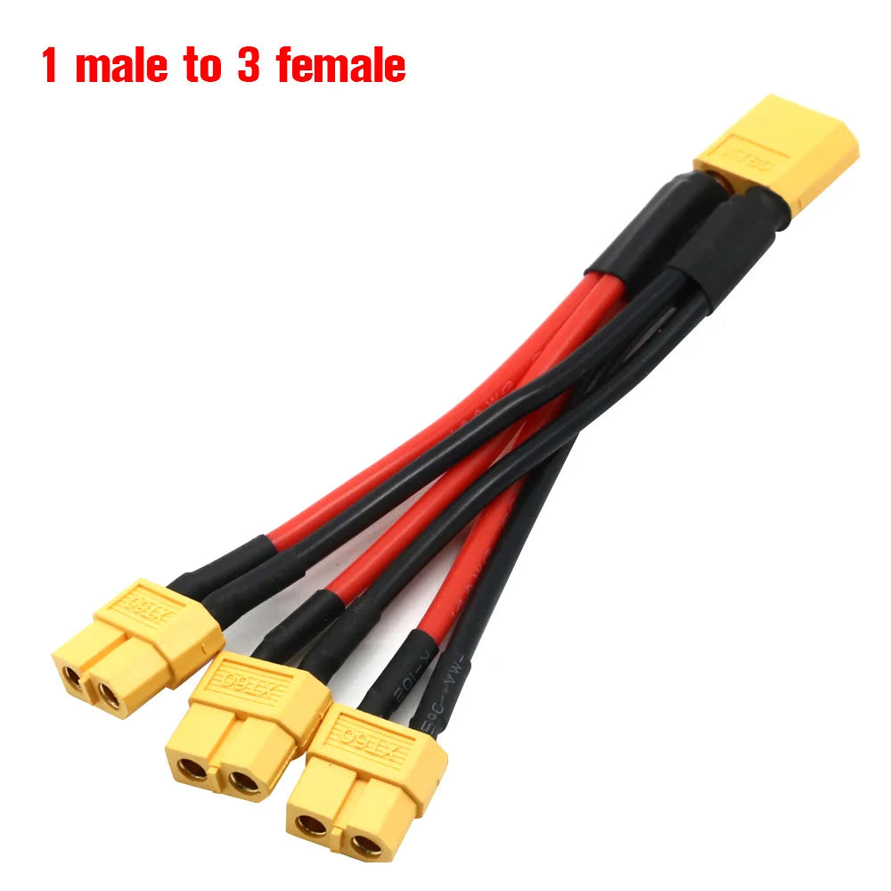 XT60 Parallel Battery Connector Male/Female Cable Dual Extension Y Splitter/ 3-Way 14AWG detail view