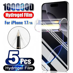 NNBILI 5Pcs Hydrogel Film Full Cover Screen Protector For iPhone 11 12 13 14 15 16 17 Pro Max Mini 17Air 16e 14 15 Plus Not Glas