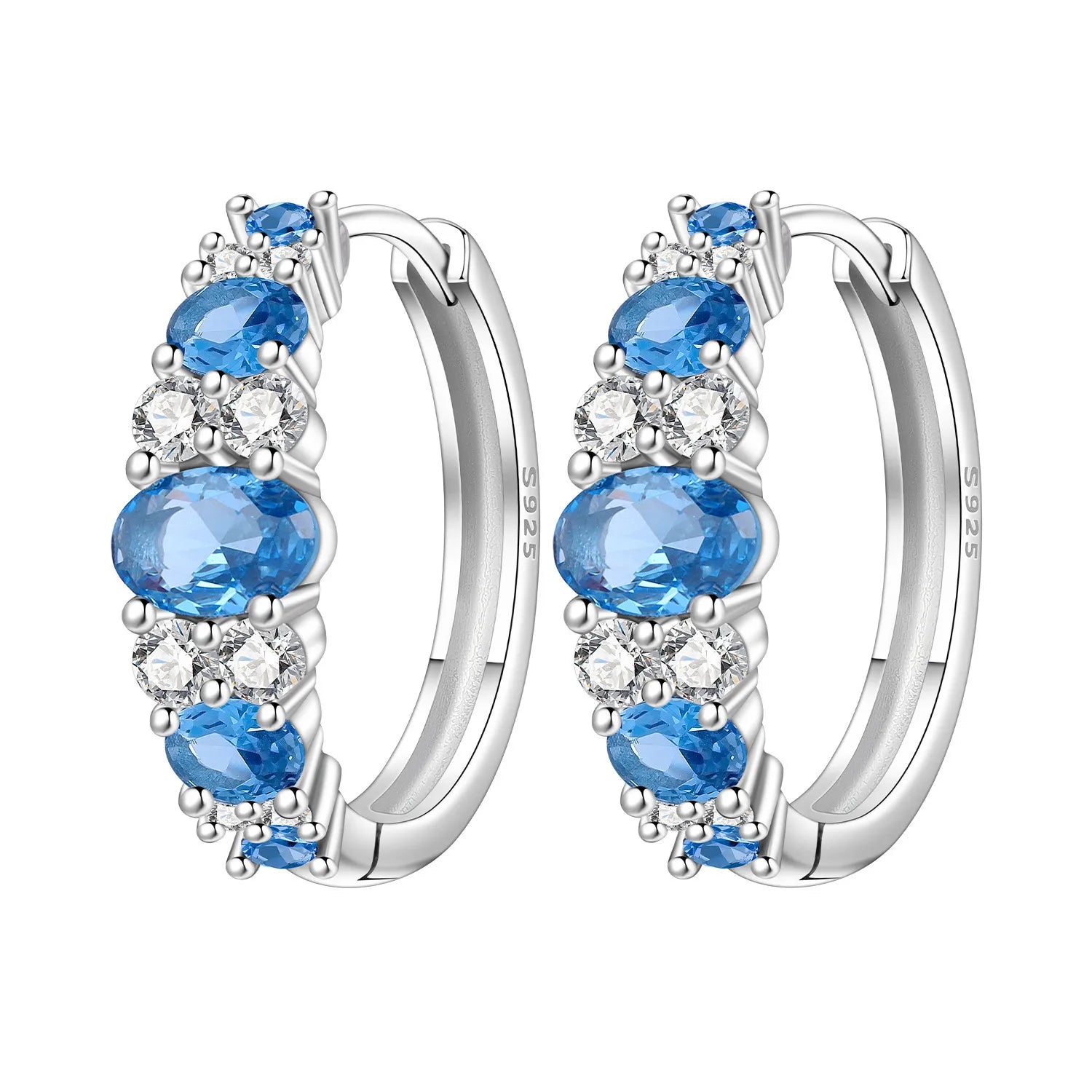 PANPOKI S925 Sterling Silver Purple Zircon Series Earrings Hoop Earrings For Women Je alternate view