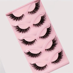 5 Pairs False Eyelashes - Natural Long, Cat Eye Style, Winged Tips, Manga Lashes for alternate view