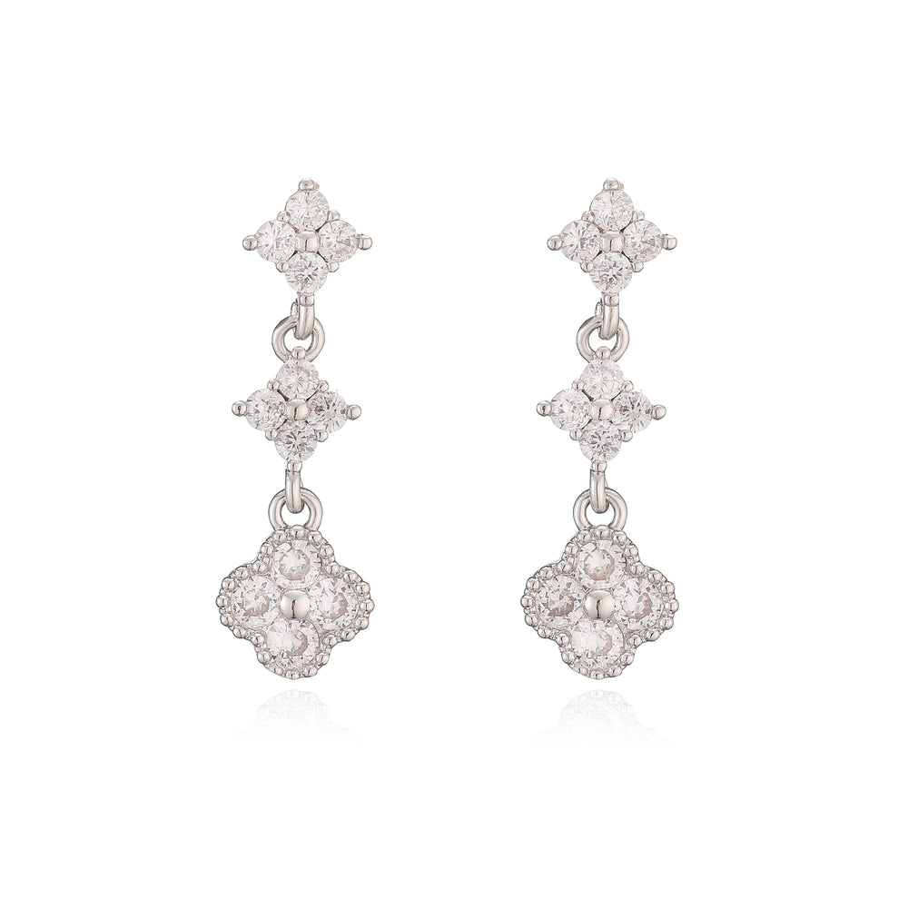 HECHENG,Sparkling Zirconia Stud Earrings Floral Tassel Earrings French Banquet Style lifestyle view