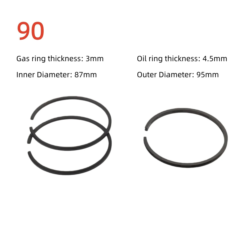 3pcs Piston Rings Set for Air Compressor | Pneumatic Cylinder Replacement Kit alternate view