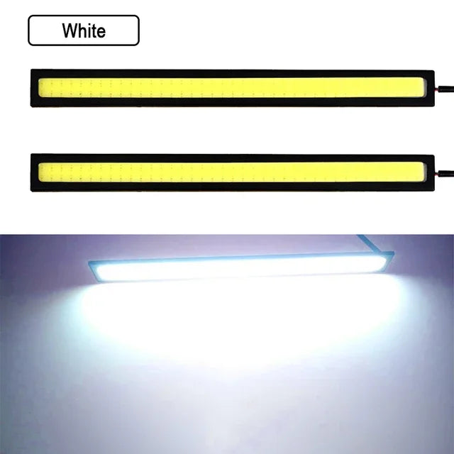 2 PCS Super Bright 17CM LED COB Fog Bulb Car DRL Strip | 12V 6500K Daytime Running Lig close-up view