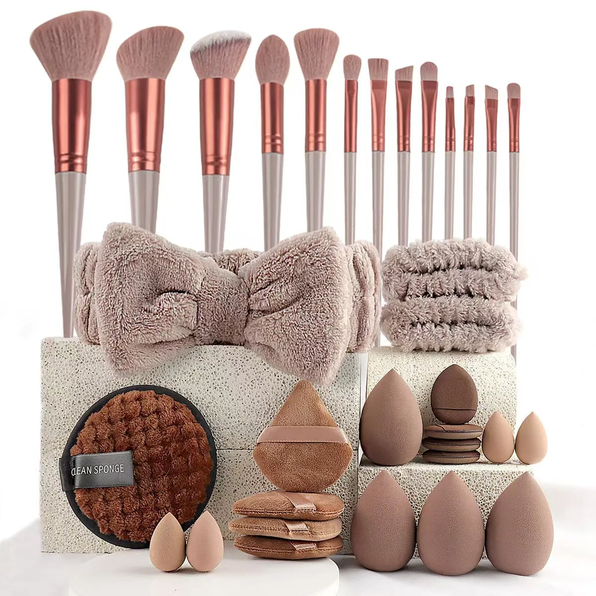 33pcs beauty set makeup kit large and small beauty sponges for flawless makeup appl additional angle