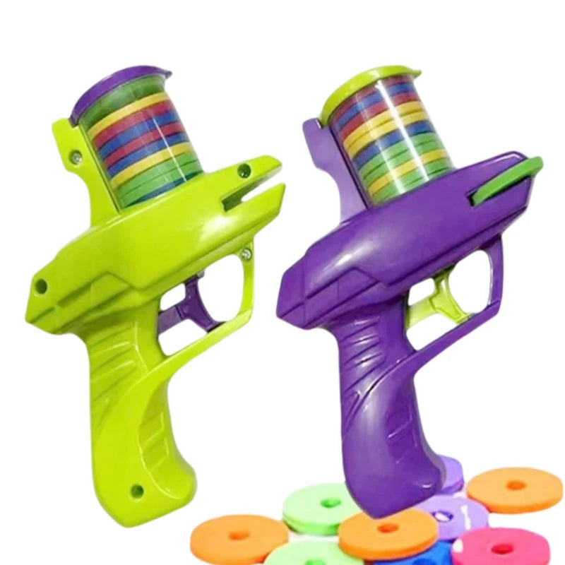 1pc Foam Disc Launcher Flying Disc Handheld Shooter Indoor Shooting Game Outdoor Backy close-up view