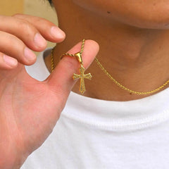 Hiphop Cross Necklace for Men Women | Stainless Steel Cross Charm Trendy Jewelry Gift detail view