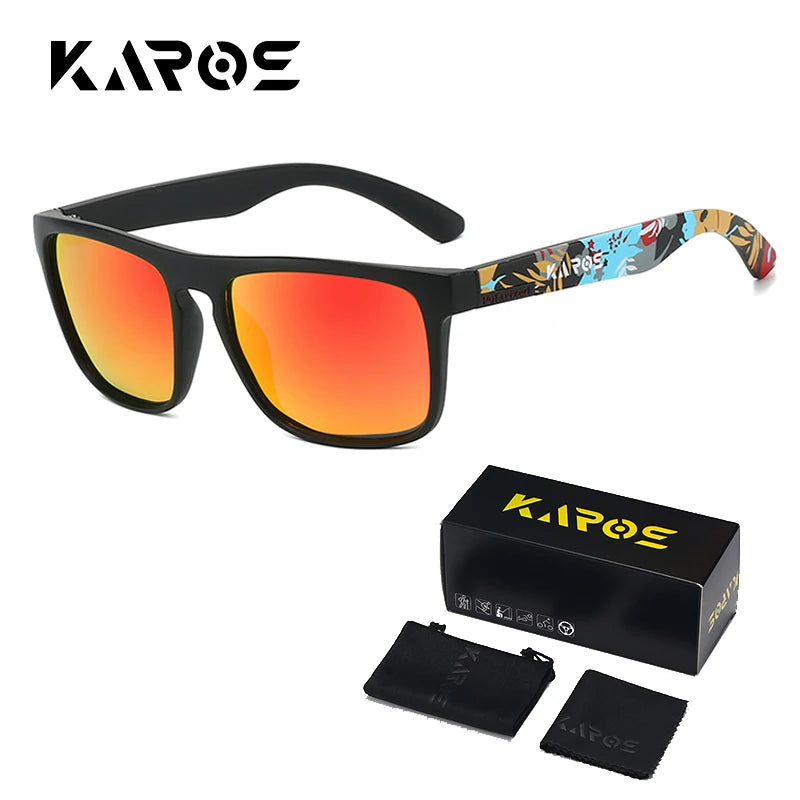 KAROS Polarized Sunglasses | UV400 Square Shades for Outdoor Sports close-up view