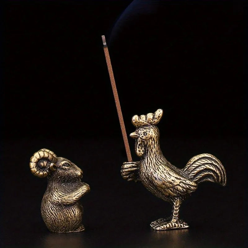 Mini Metal Incense Stick Holder | Chinese Zodiac Animal Incense Burner detail view