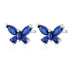 925 Sterling Silver Stud Earrings Set | Butterfly Snowflake Heart Moon Jewelry Gift detail view