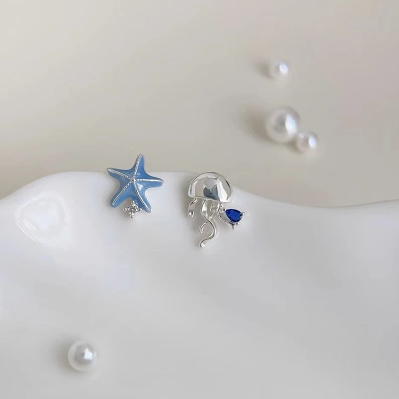 Korean Octopus Deep-Sea Jellyfish Elves Stud Earrings detail view