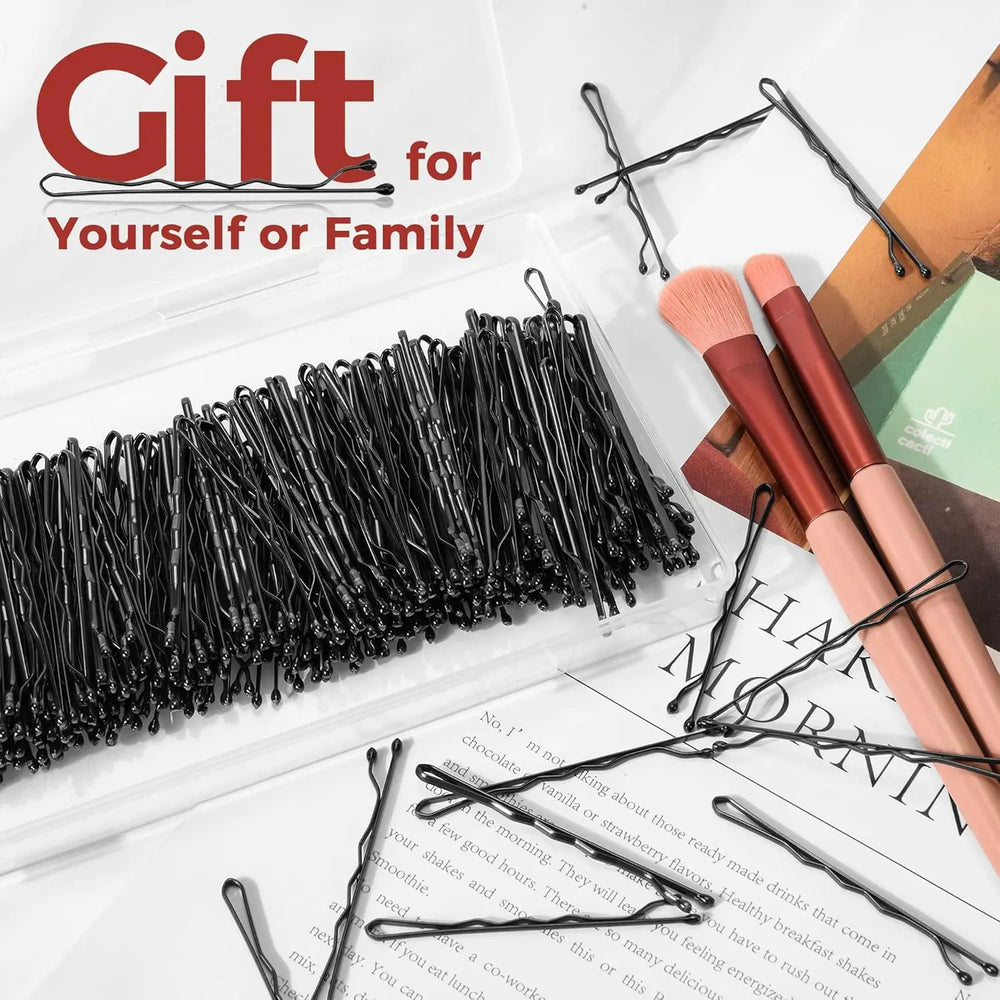 50/100/200Pcs Bobby Pins Black Hair Pins Premium Wavy Black Bobby Pins Hair Clips Suit close-up view
