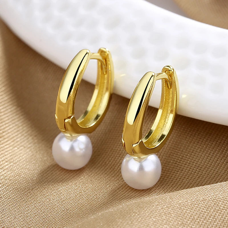 Pearl Hoop Earrings for Women | Light Luxury Fashion Jewelry alternate view