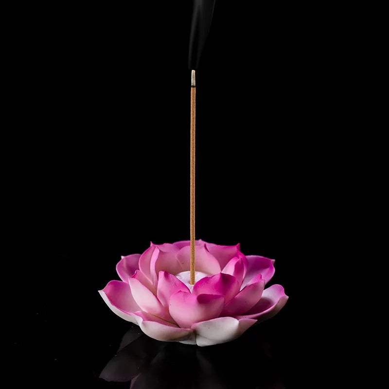 Ceramic White Lotus Incense Burner | Home Decor Stick Holder for Office Teahouse alternate view