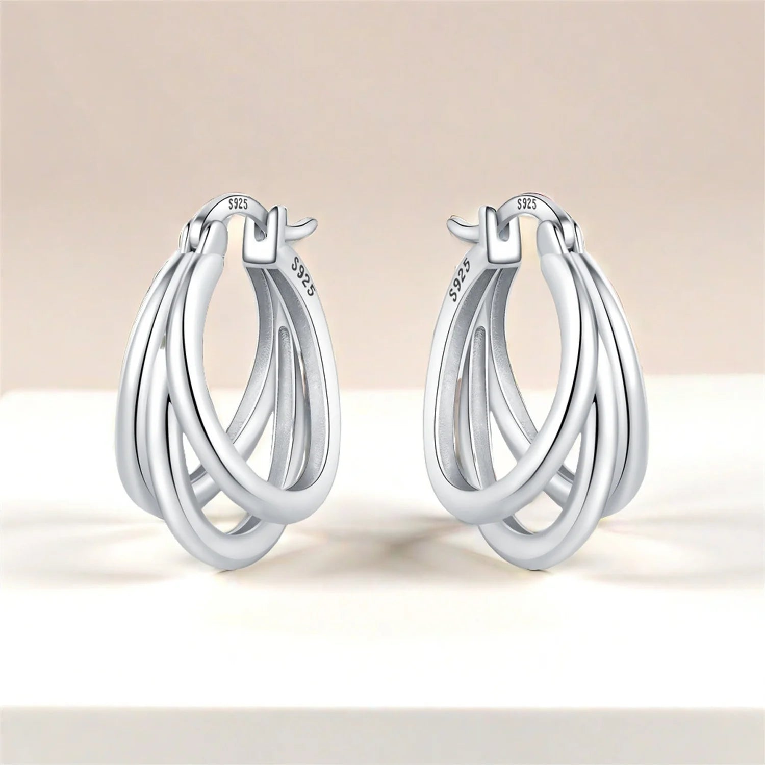 925 Sterling Silver Multi-Layer Hoop Earrings | Trendy Fine Jewelry Gift for Women lifestyle view